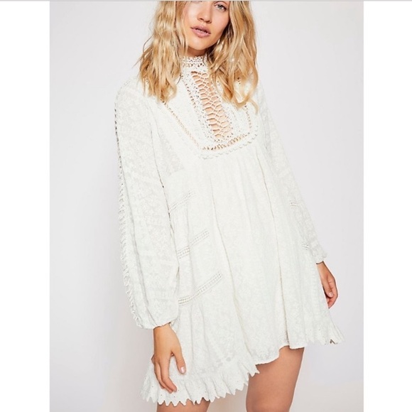 Free People Venice Crochet Mini Dress in Ivory Sz S - Picture 2 of 13